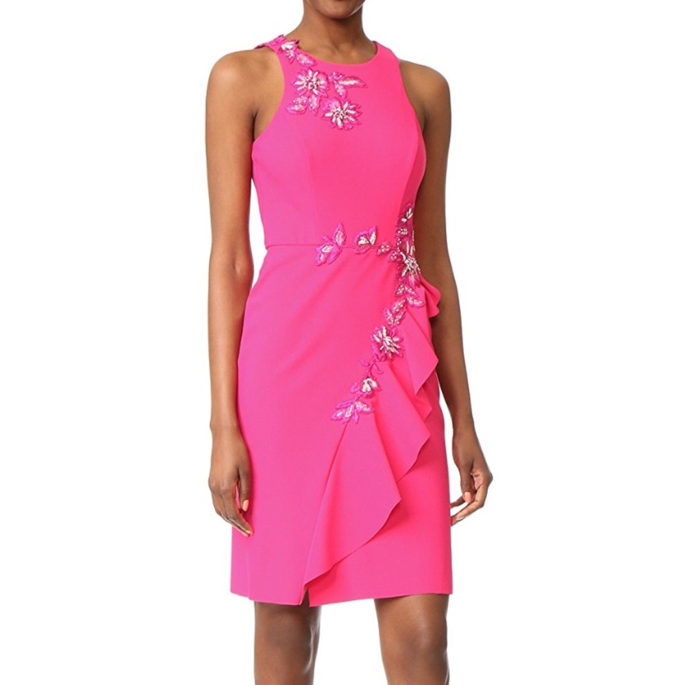 Marchesa Notte Draped Cocktail Dress