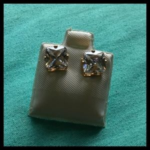 Large Square Stud Earrings set in Gold tone