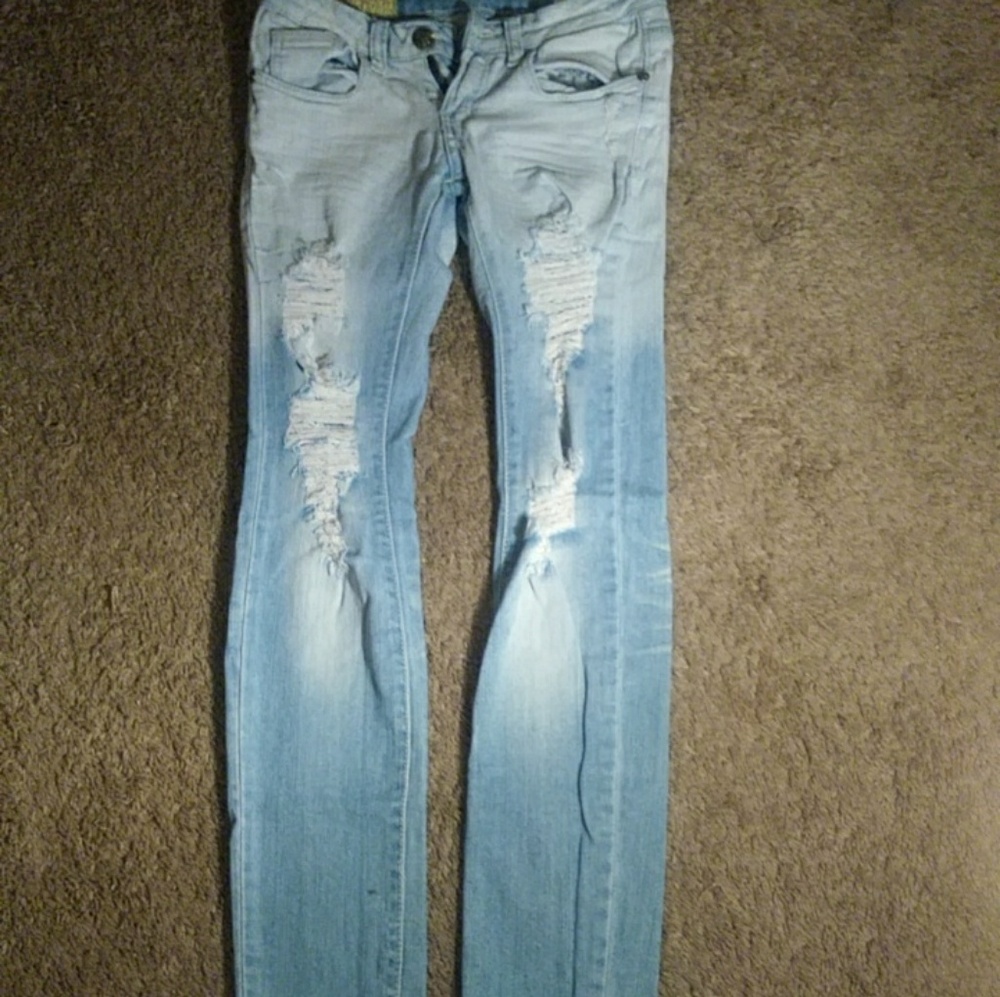 Jeans, beautifully ripped and bleached