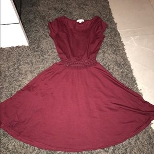 Burgundy Dress With Mid Drift Cut Outs