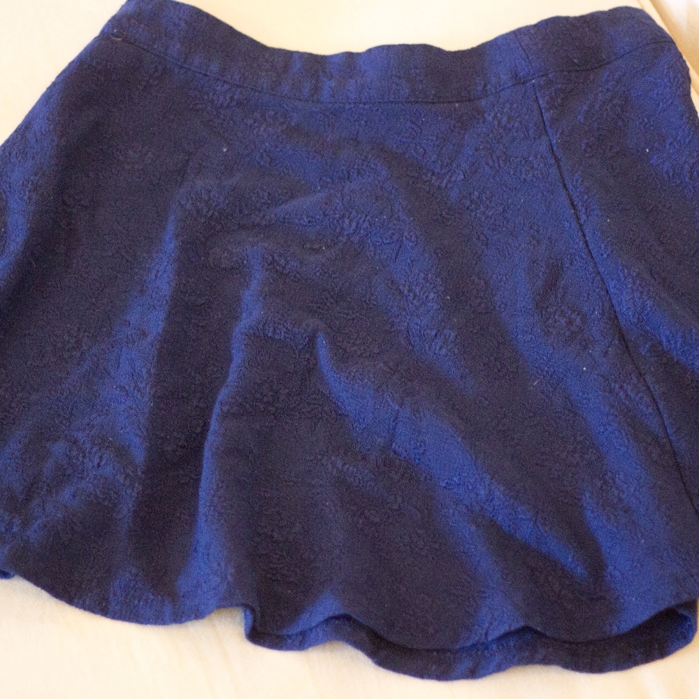 Floral Texture Navy Skater Skirt