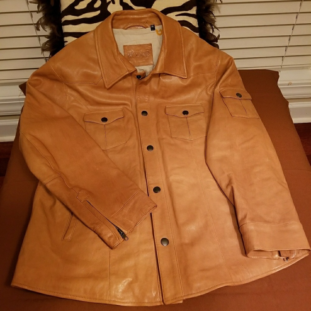 Men's leather shirt jacke