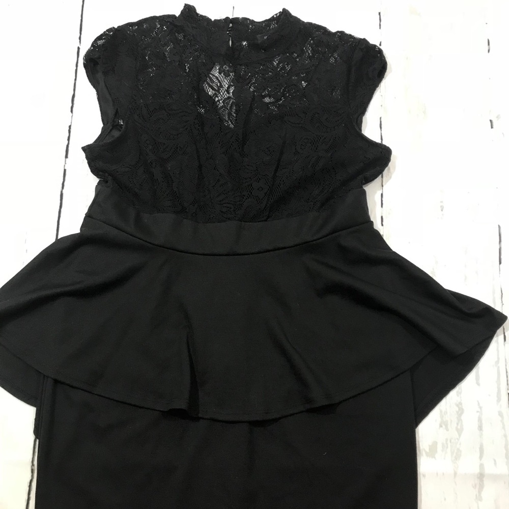 Fashion to figure 2x peplum lace dress black