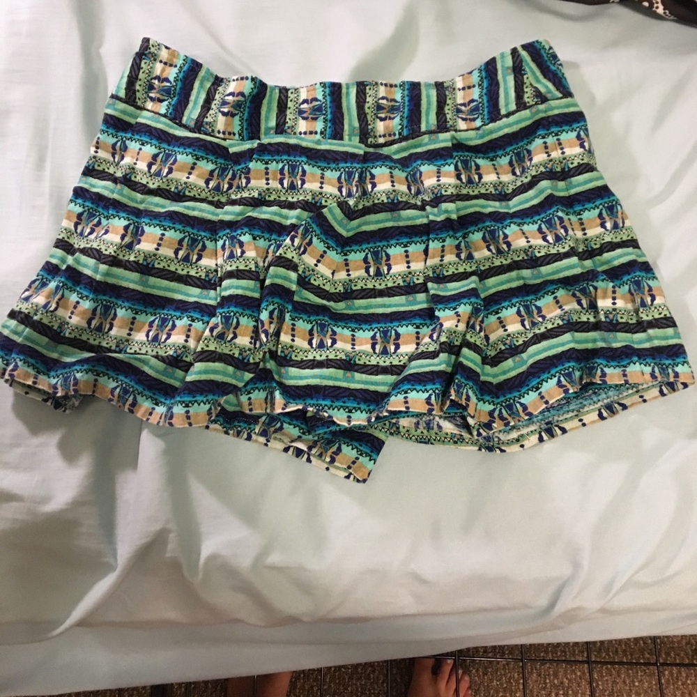 Forever 21 green and blue tribal shorts/skirt