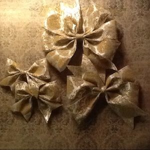 Golden Suede and Satin Hair bow Set