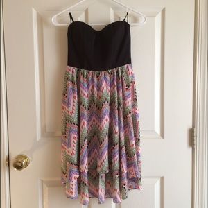 Aztec Short high-low Strapless Dress