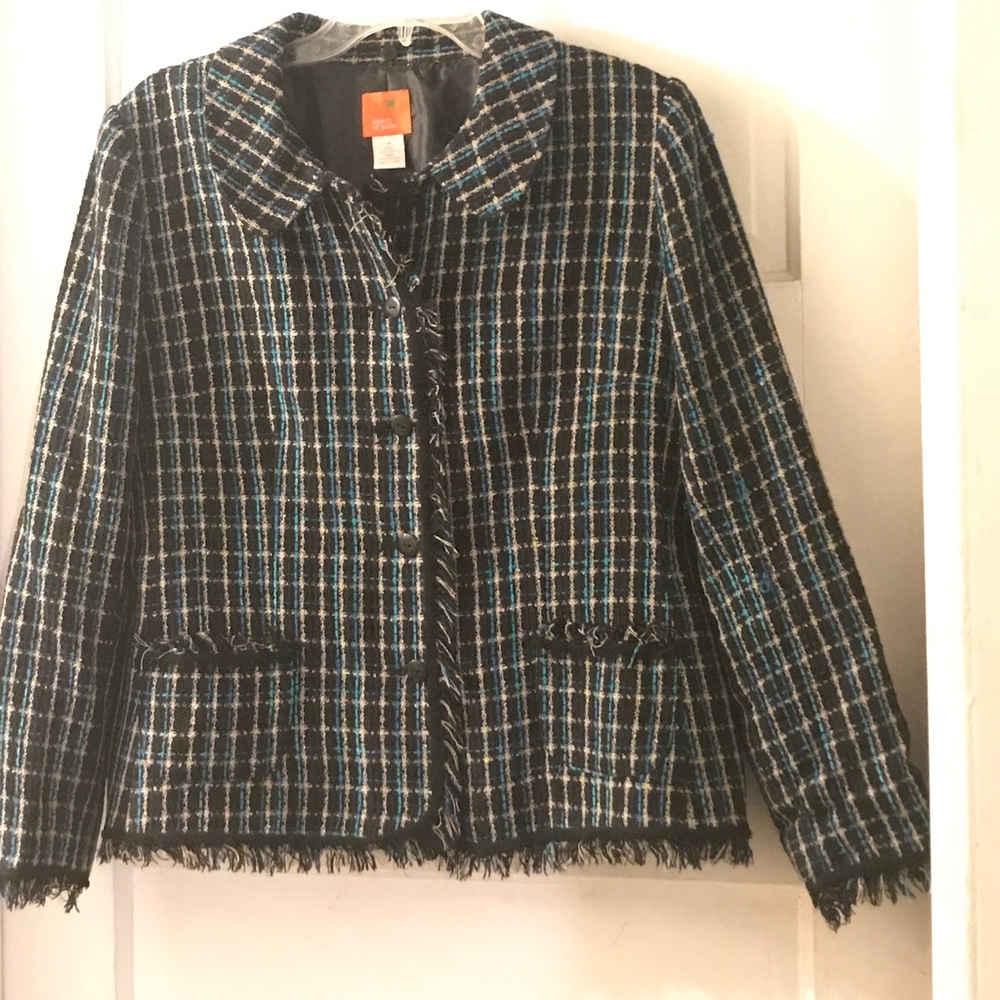 🛍 Black/Tan/Tweed Like Frayed line Blazer