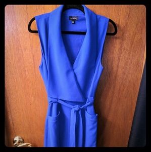 Blue wrap dress with deep collars