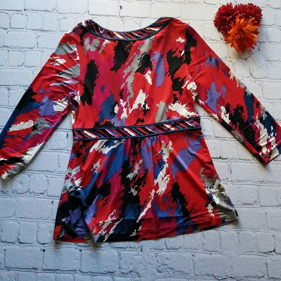 BCBG Maxazria Multi-Color Blouse Sz Large - Picture 5 of 5