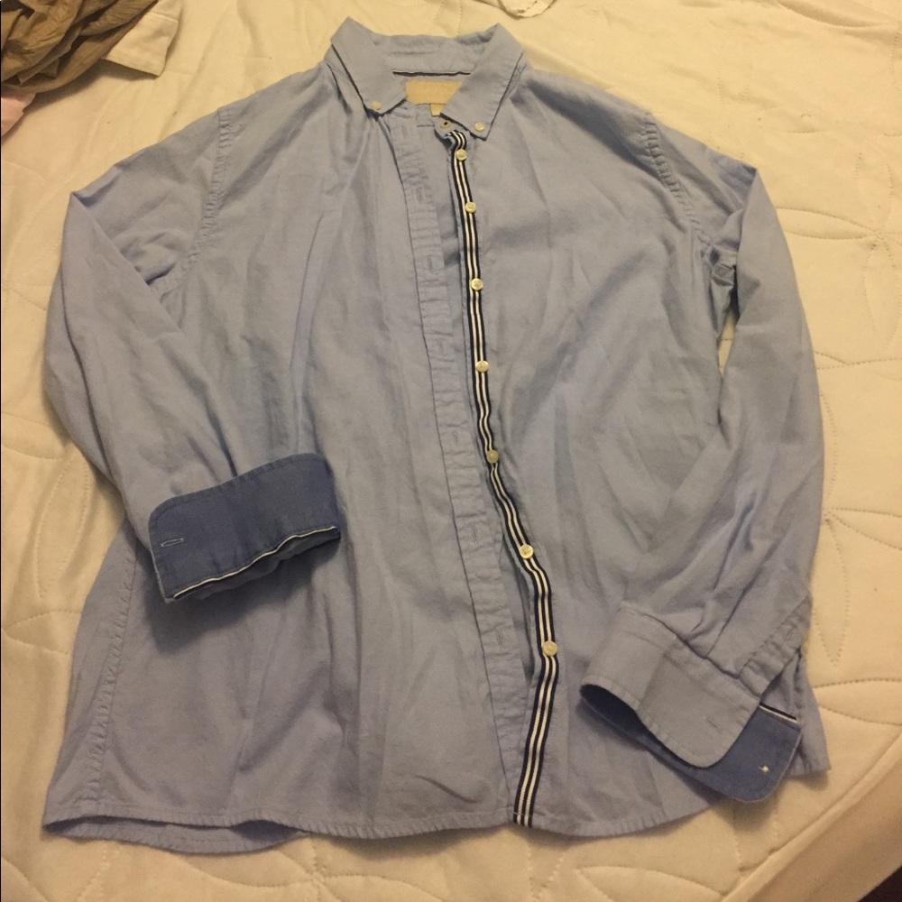 Blue button up!
