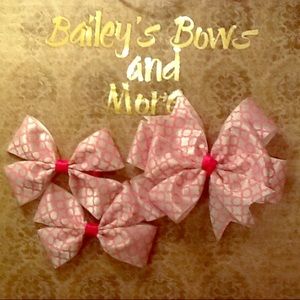Pink Preppy Satin Hair Bow set