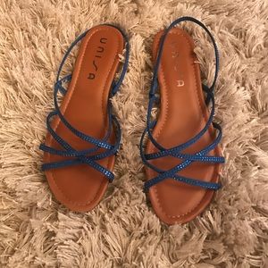 Blue sparkly sandals
