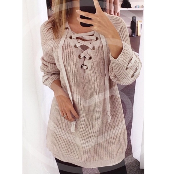 ALIA solid sweater tunic top - BLUSH - Picture 2 of 3