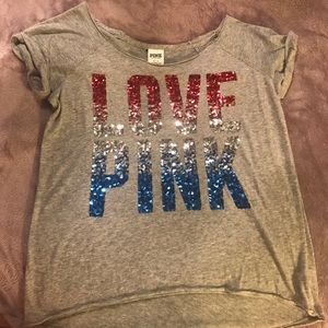 VS PINK Red, White and Blue Sequin Shirt✨