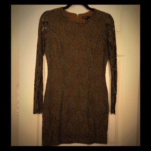 Mango Army Green Lace Dress