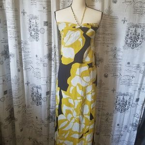 ANN TAYLOR GEOMETRICAL HALTER LONG DRESS