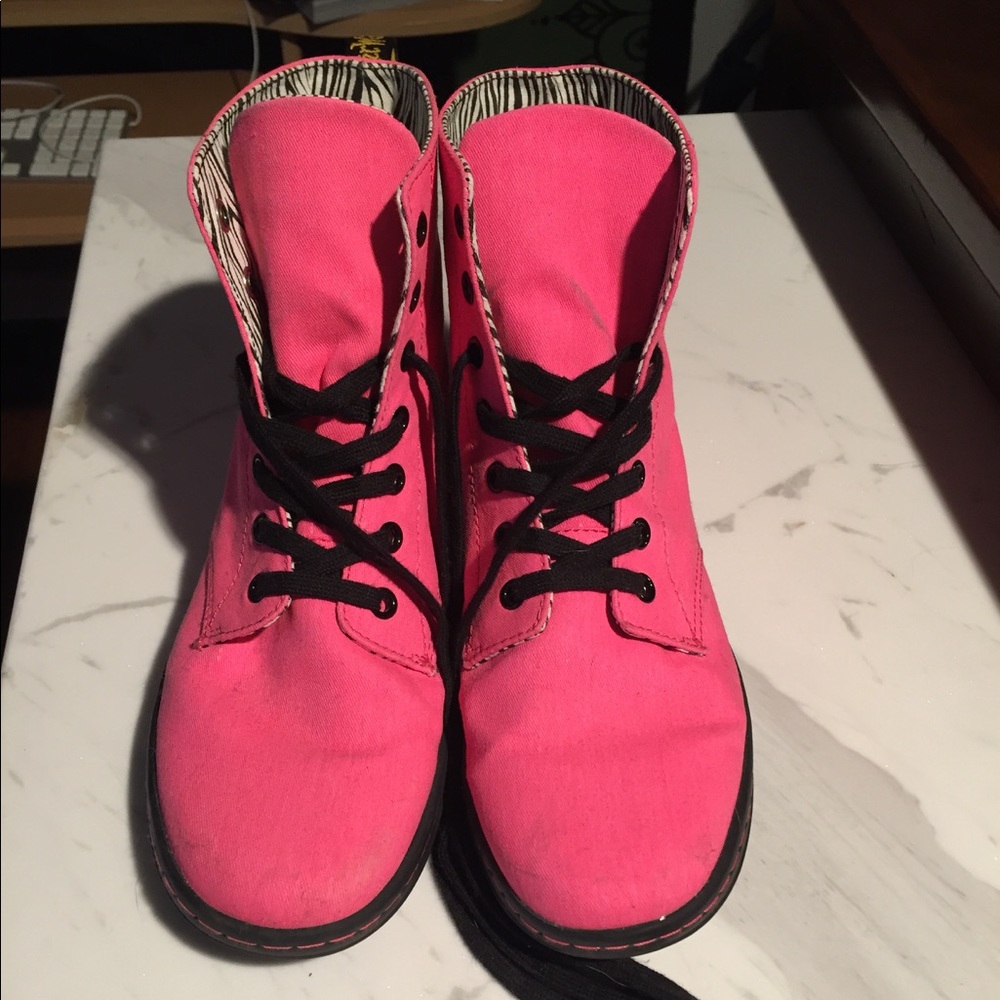 Dr. Martens Hot Pink Canvas Boots size 8