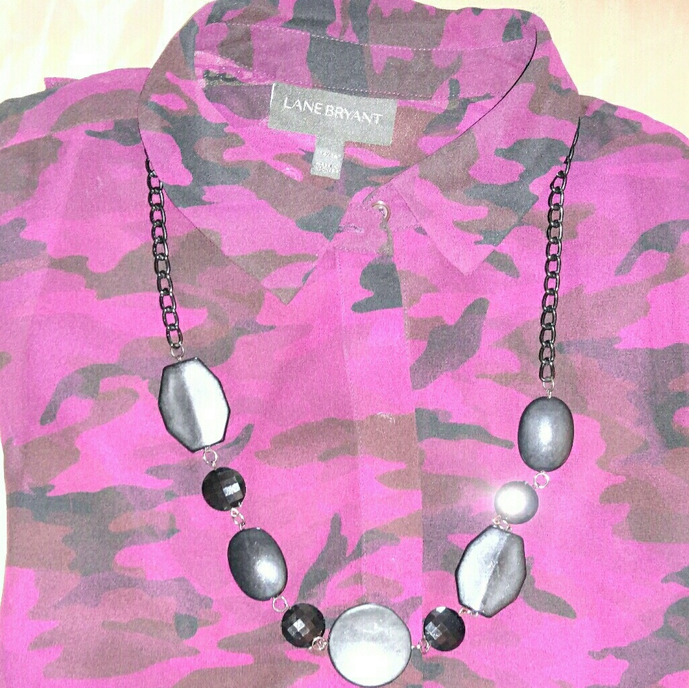 Purple army fatigue dress blouse