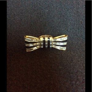 Wildfox rhinestone and black enamel Bow ring