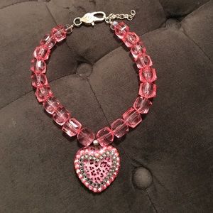 Pink Cheetah Glass Swarovski Crystal Necklace