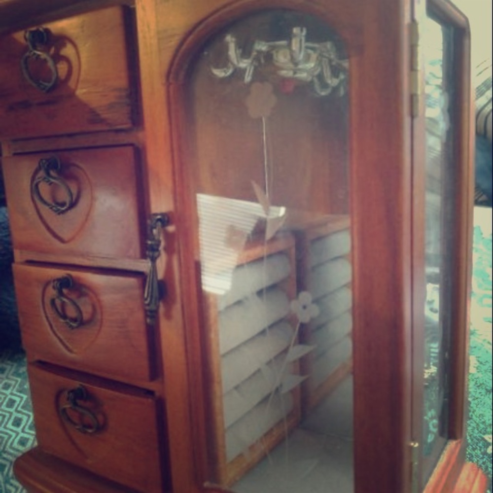 Brown wooden jewelry box