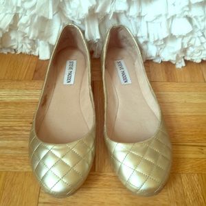 NEW gold quilted flats