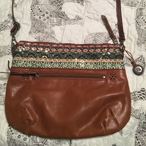 NWOT Leather The Sak with fabric and sequins