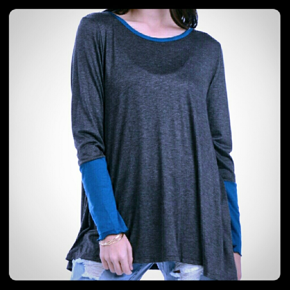 Boutique plus size ruffle color block tunic top
