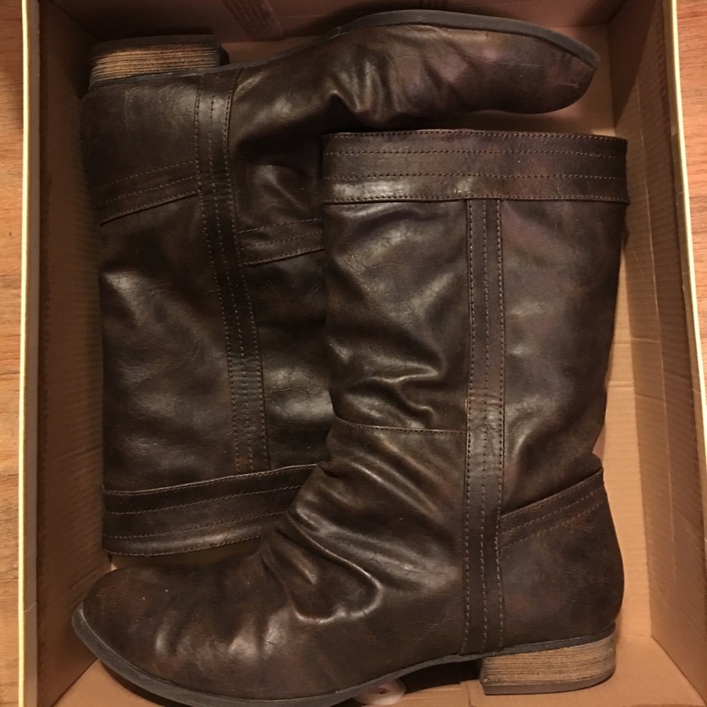 Brown leather boots