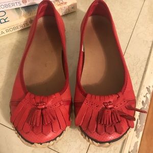 SOREL adorable soft red leather/ rubber shoes .