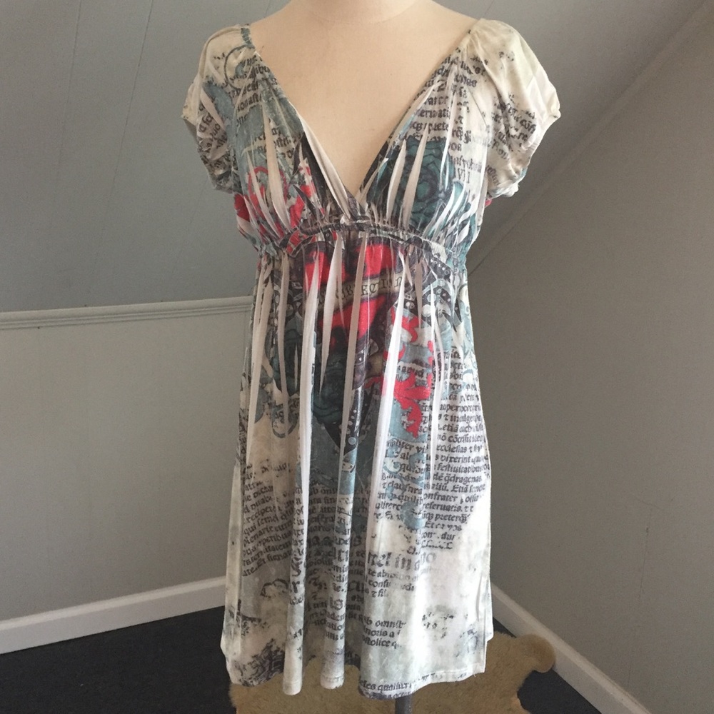 Beachy Tattoo Deep V Dress