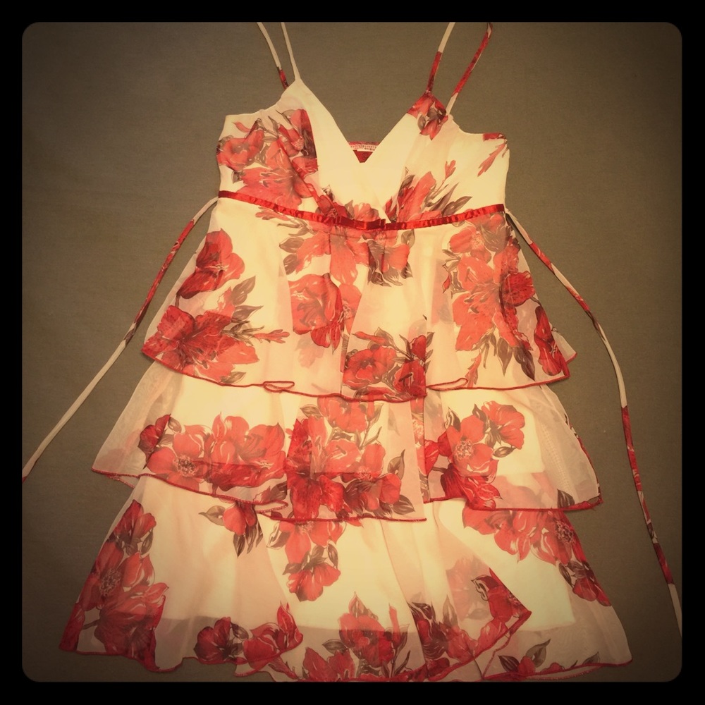 Cute ruffle Lilly flower print short dress