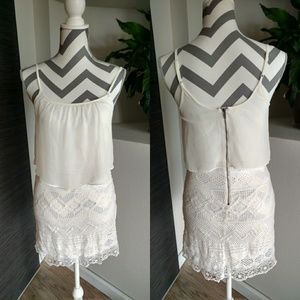 American Eagle cream dress with sheer top