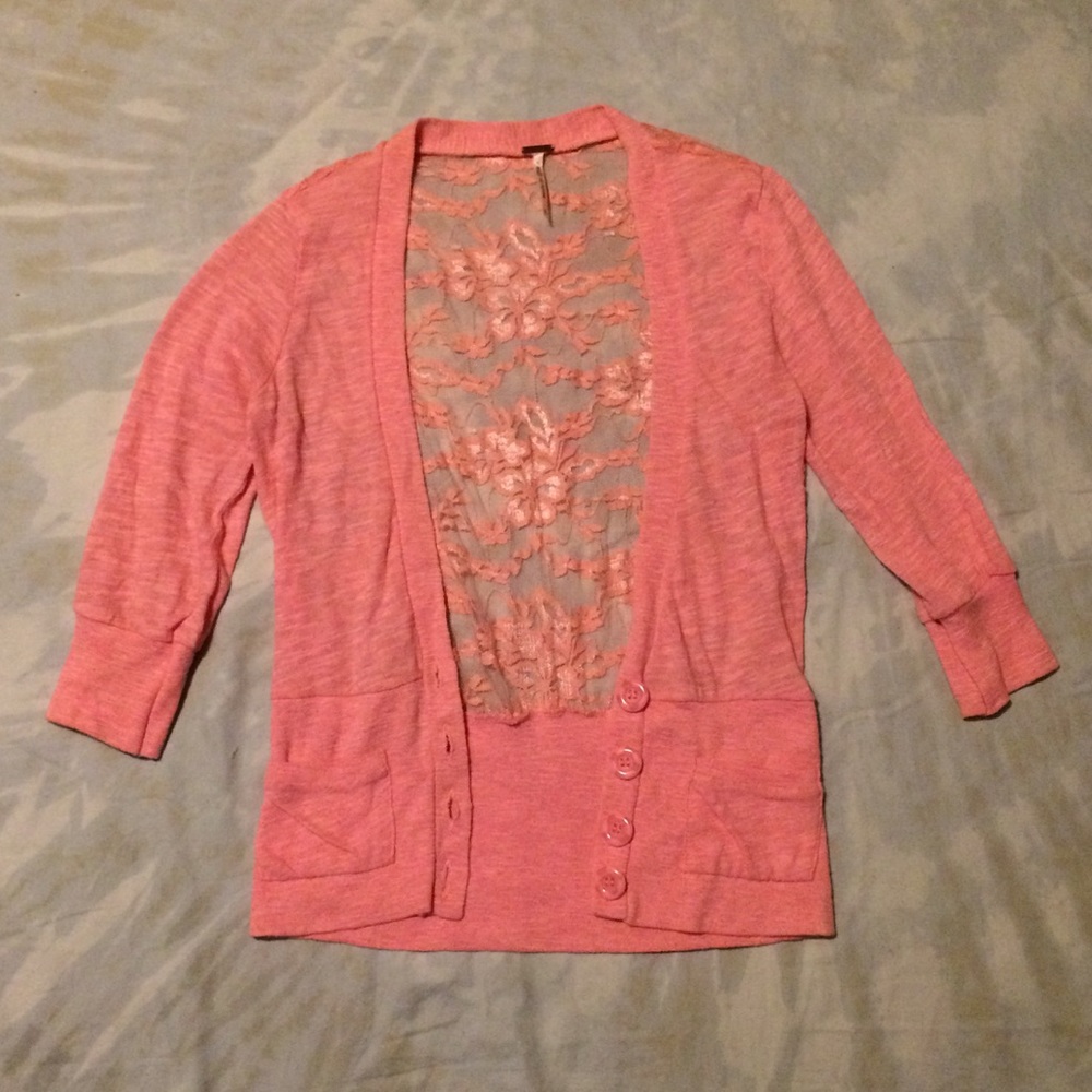 Lace Back 3/4 Sleeve Cardigan