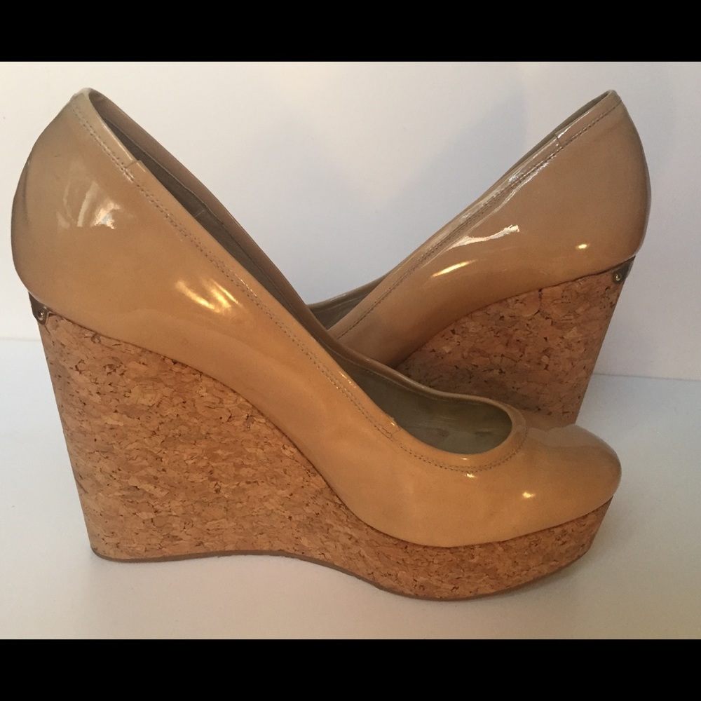 🔥SOLD🔥 Jimmy Choo Nude Cork Platform Wedges Size 40 (10)