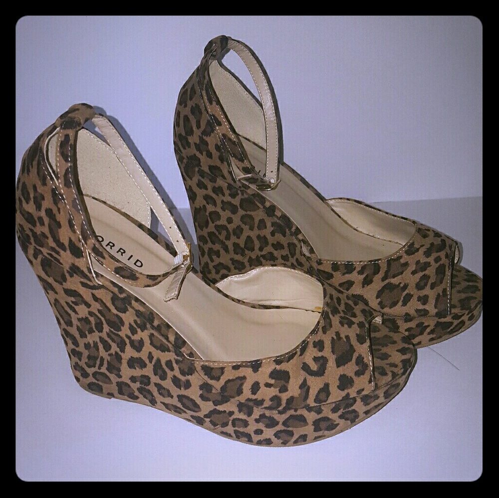 Torrid leopard print peep toe wedges