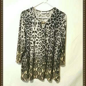 Susan Graver Liquid Knit Top w Bead Neckline