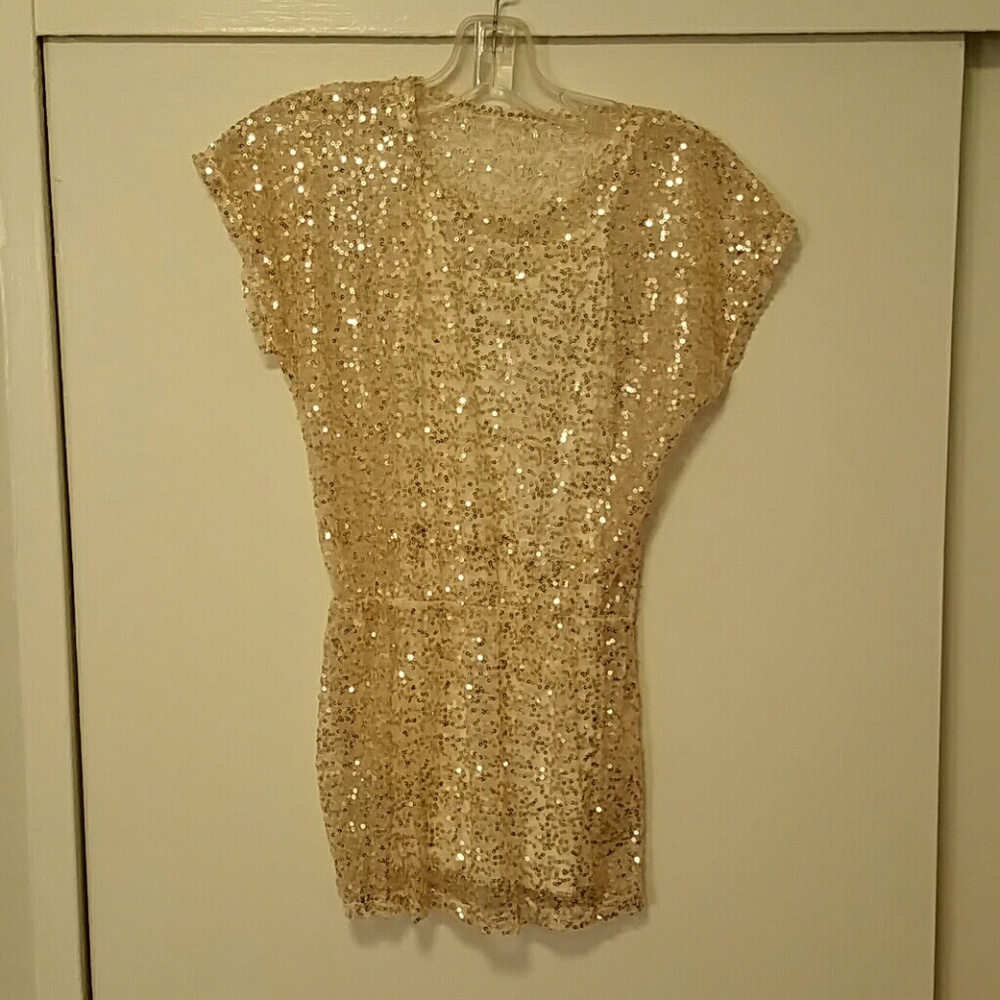 Girls gold Seguin dress worn once