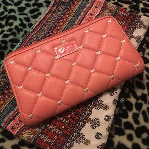 Pink Betsy Johnson quilted heart ❤️ wallet 👝