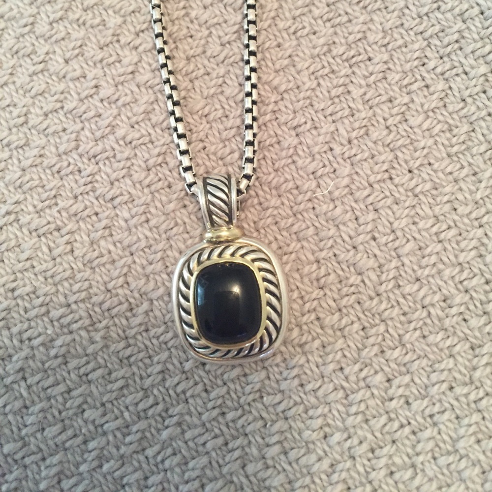 Authentic David Yurman Gold & Silver Onyx Pendant