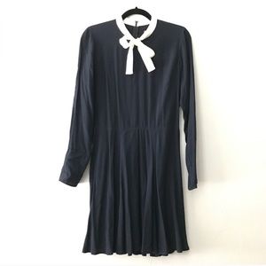 Reformation navy dress // white neck tie