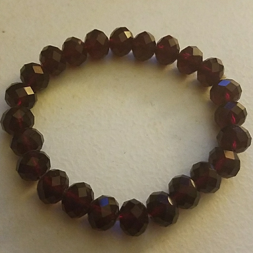 Deep Red Beeded Stretch Bracelet