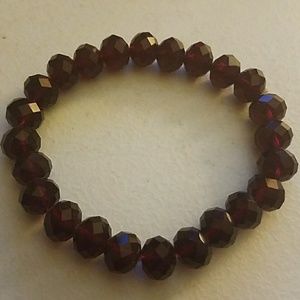 Deep Red Beeded Stretch Bracelet