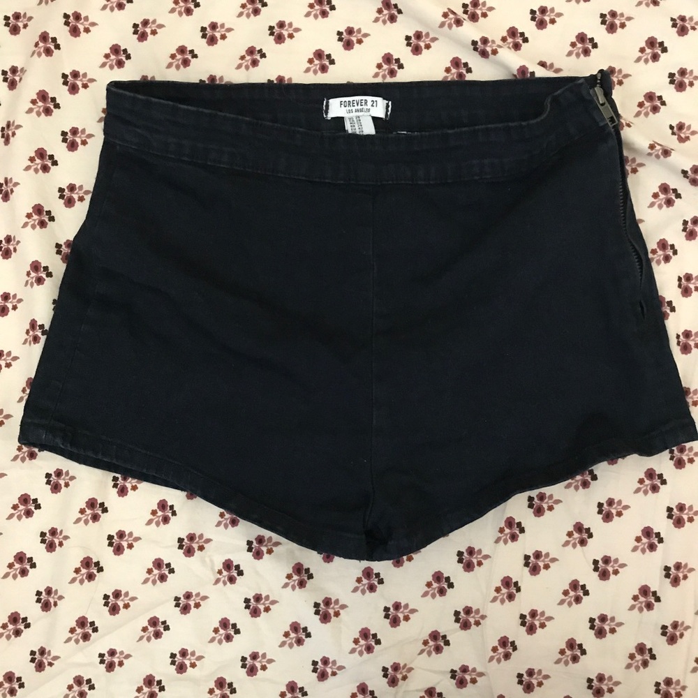 forever 21 dark wash zip up denim shorts