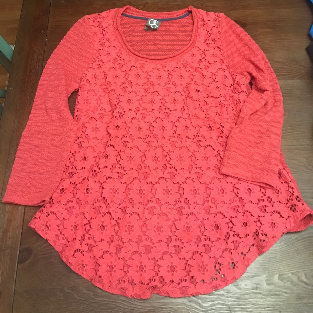 Anthropologie One September Coral Blouse