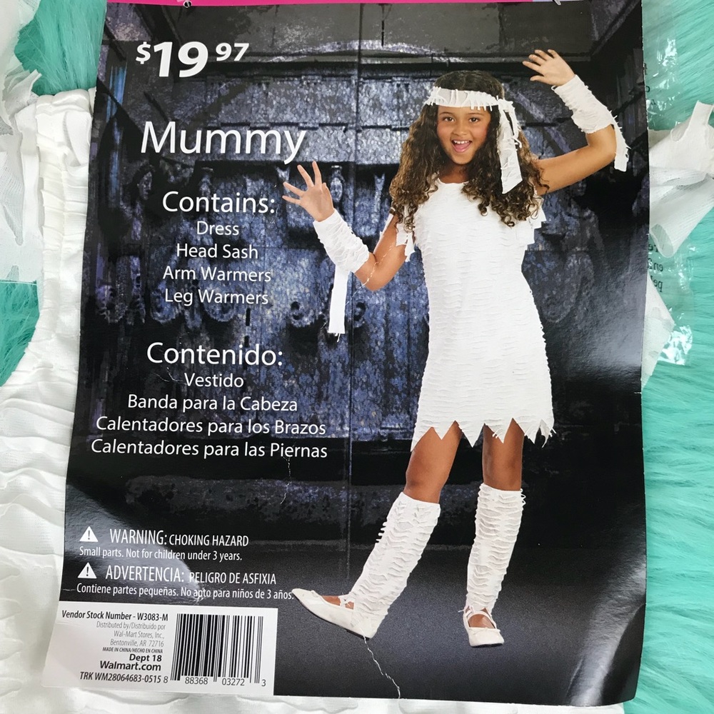 Little girls mummy costume size medium