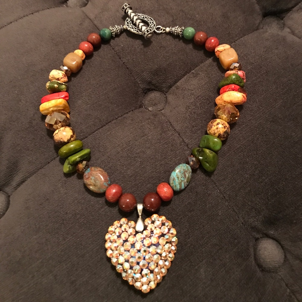 Swarovski Crystal Beaded Heart Necklace