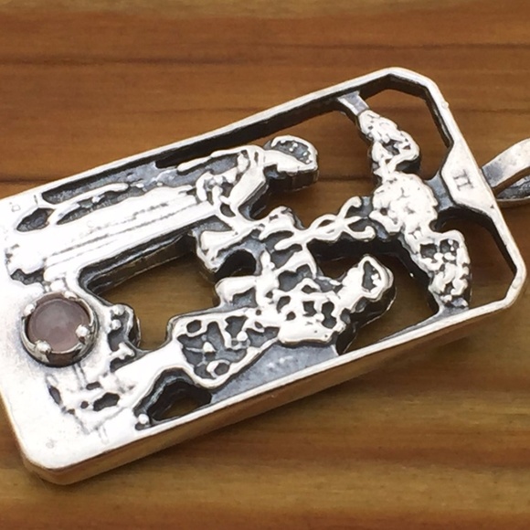 Two of Cups Tarot Pendant Sterling Silver Rose Qtz - Picture 3 of 8