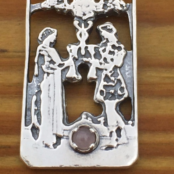Two of Cups Tarot Pendant Sterling Silver Rose Qtz - Picture 4 of 8
