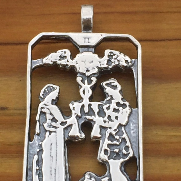 Two of Cups Tarot Pendant Sterling Silver Rose Qtz - Picture 5 of 8